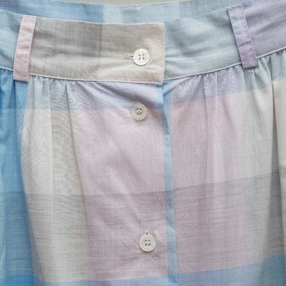 MAISON KITSUNE A-Line Plaid Skirt - Blue and Pink - Picture 4 of 6